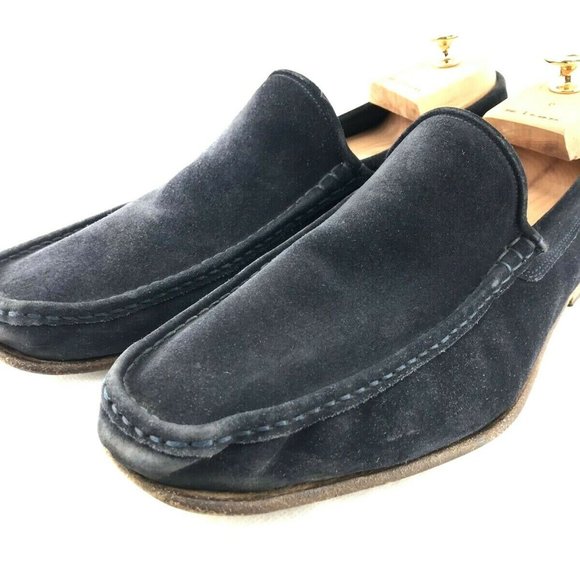 KITON Loafers Men’s 8.5 Suede Navy Blue Slide On - Picture 6 of 8